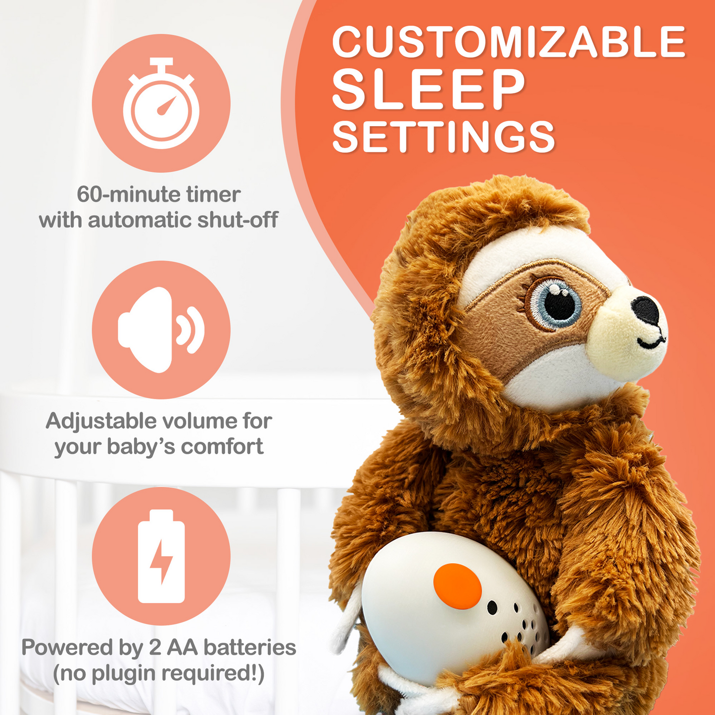 Baby Shusher Sloth — Plush Sound Machine