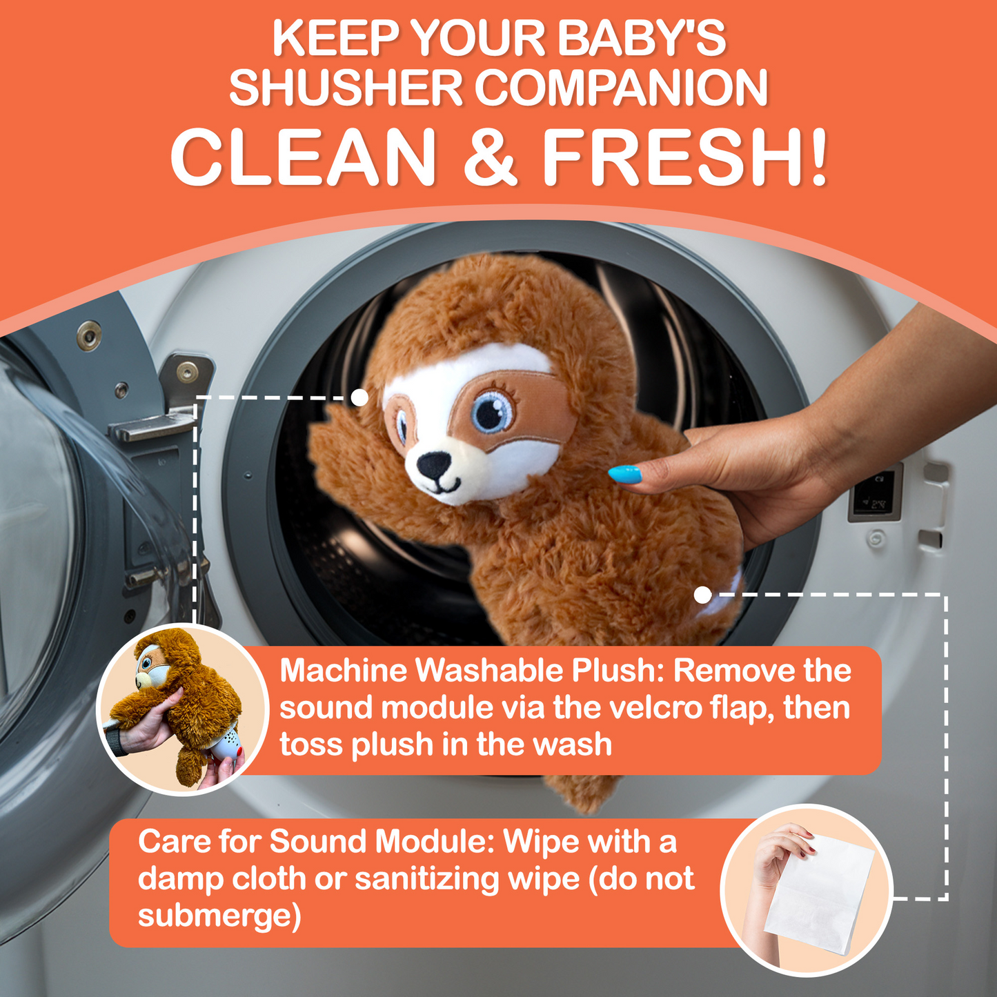 Baby Shusher Sloth — Plush Sound Machine
